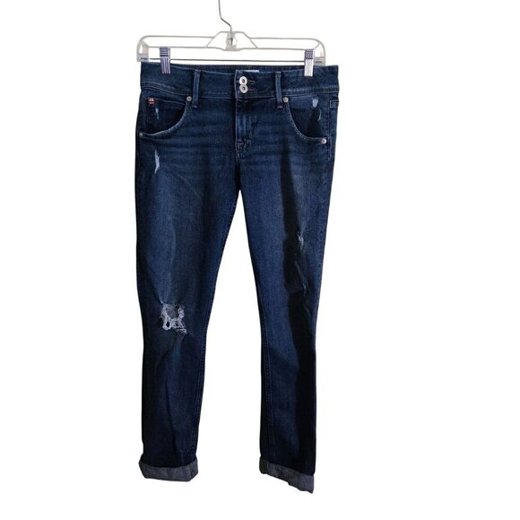 Hudson Collin MidRise Straight Jeans Distressed Size 27 - Picture 1 of 16